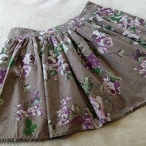 Lux Urban Outfitters Grey & Purple Floral Pleated A-line Skirt